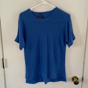 Eileen Fisher cerulean blue silk blend short sleeve knit sweater Size XS